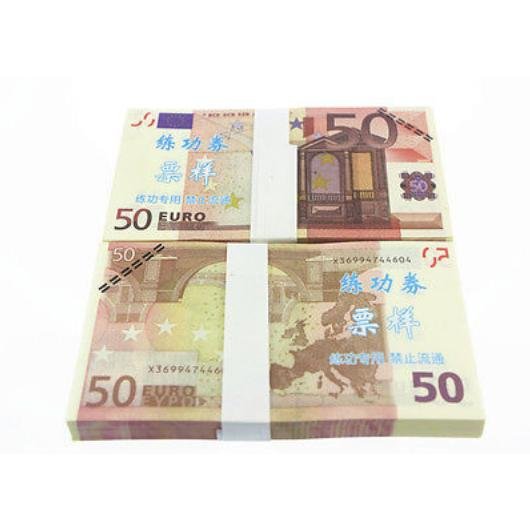 A Lot of 100 Pieces Banktells' 50 Euro Training Banknotes Paper Money