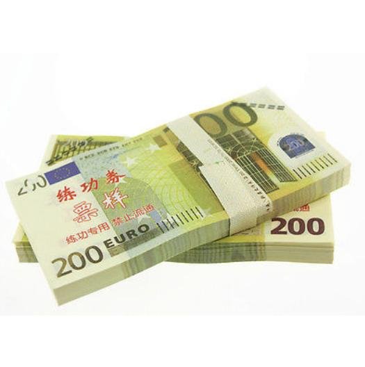 A Lot of 100 Pieces Banktells' 200 Euro Training Banknotes Paper Money