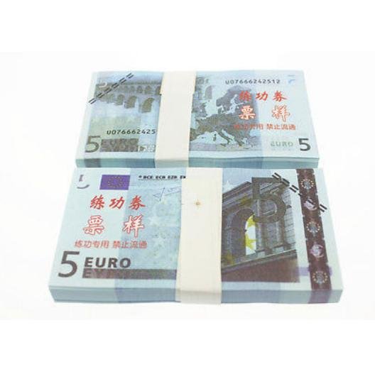 A Lot of 100 Pieces Banktells' 5 Euro Training Banknotes Paper Money