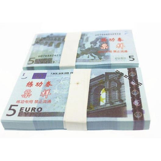 A Lot of 100 Pieces Banktells' 5 Euro Training Banknotes Paper Money