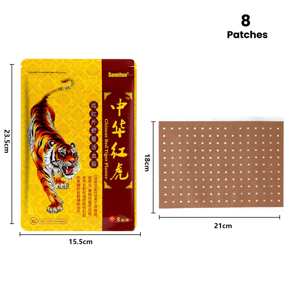 Sumifun Maximum Strength Patches - Chinese Red Tiger Plaster Natural Herbal Patches for Muscle Joint Back Shoulder Knee Hot Patch