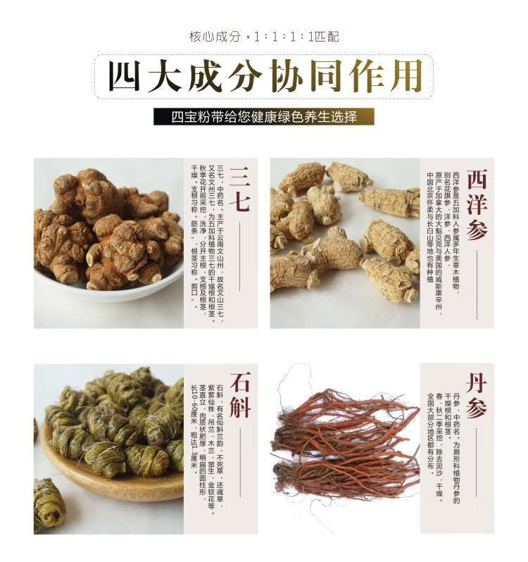 Chinese Herbs for Health. Sibao Pian | Si Bao Pian | Sibao Tablets | Si Bao Tablets | Four Key Ingredients Tablets for Promotes Blood Circulation, Nourishes the Heart and Calms the Mind, Strengthens the Kidneys, Anti-inflammatory and Antioxidant