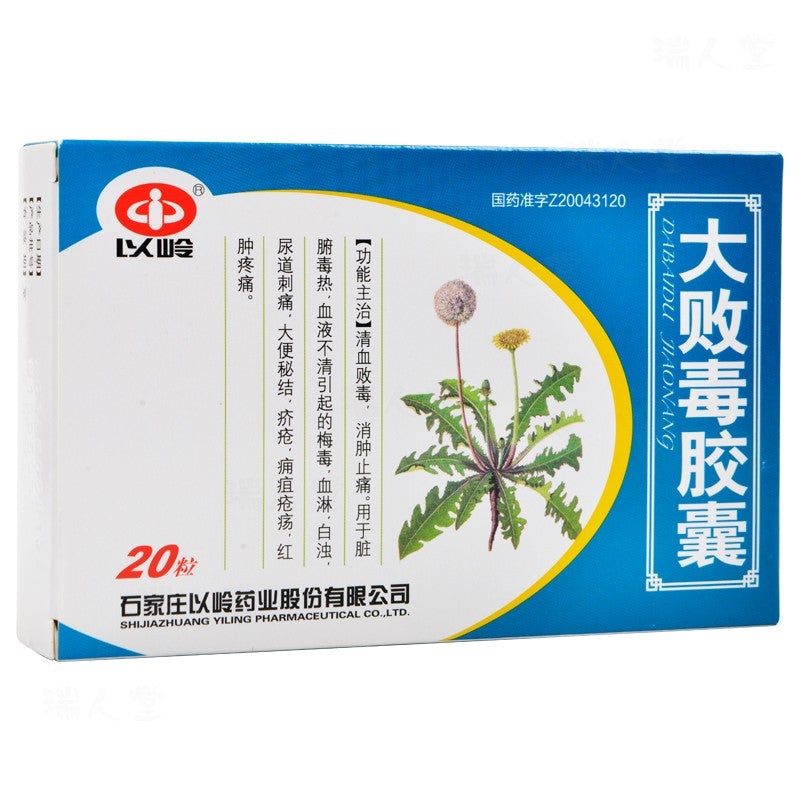 China Herb. Dabaidu Jiaonang for syphilis bloody stranguria and scabies. Traditional Chinese Medicine Da Bai Du Jiao Nang. 20 capsules*5 boxes